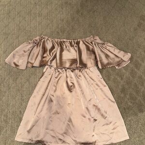 Elegant Off-Shoulder  Dress in rose gold